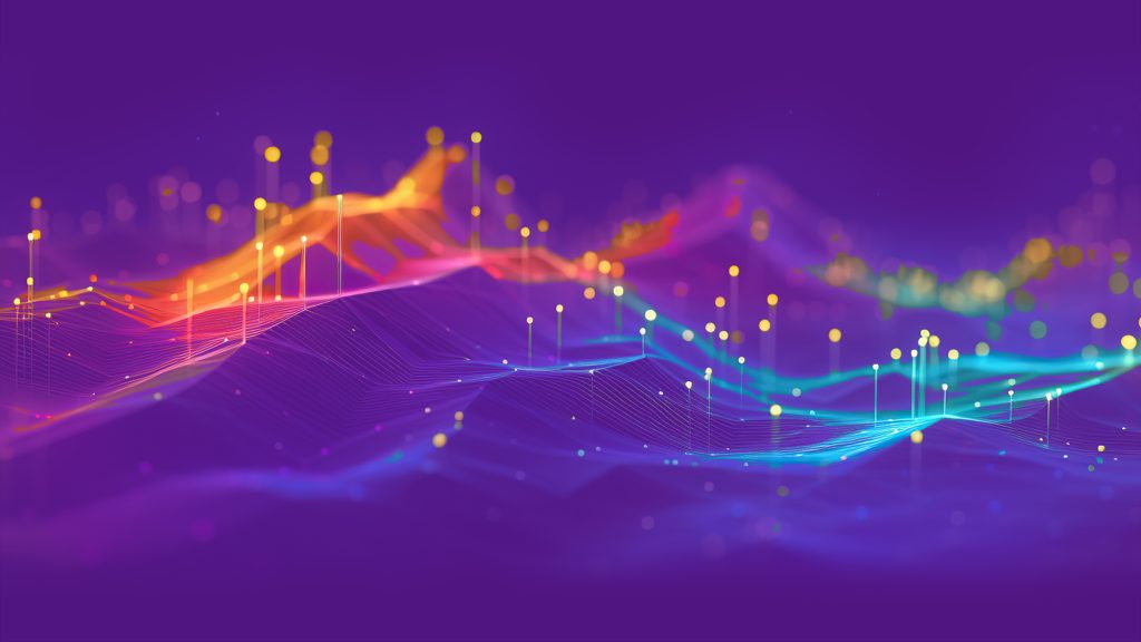 Abstract graphic showing virtual landscape with peaks and lines